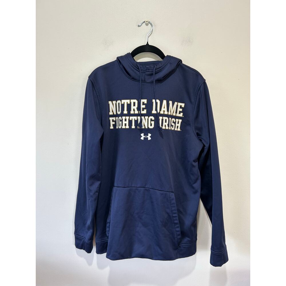 Notre Dame Underarmour hoodie size M blue front logo college sports